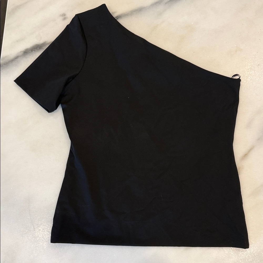 Theory Black One-Shoulder Tee